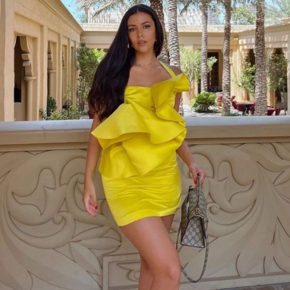 ZARA Lemon Yellow Limited Edition Ruffle Voluminous Mini Dress - Picture 7 of 17
